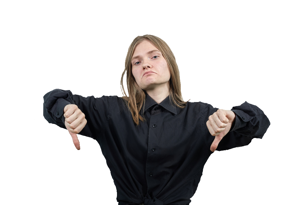 Person with thumbs down